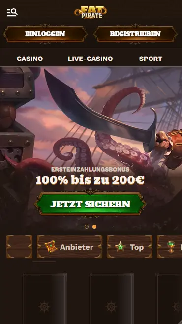 Mobile Ansicht von FatPirate im Browser