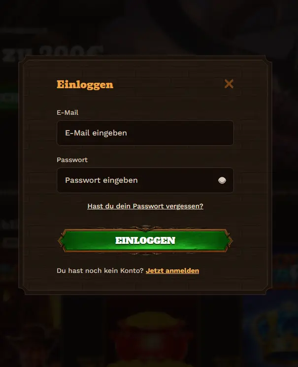 Login-Maske von FatPirate Casino